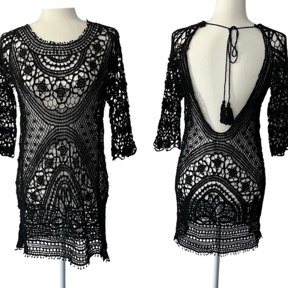 Pura Vida Other - Pura Vida Women’s Bathing Suit Cover Up Crochet Lace Bikini Swimsuit Dress Sz M